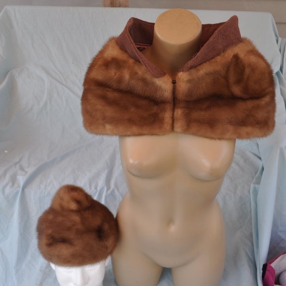 Adolfo II vintage fur hat and stole wrap collar (w682) main image 13
